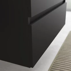 Meuble Vasque|Planète Bain Meuble salle de bain - 100 cm - avec vasque à poser - Noir mat - A suspendre - KARAIB