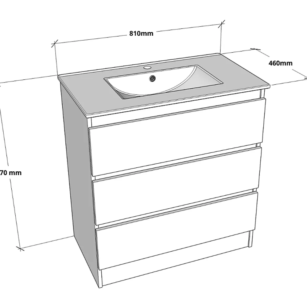 Planète Bain Meuble salle de bain 80 cm A poser - Plan vasque céramique - Effet bois strié - Karaib 2