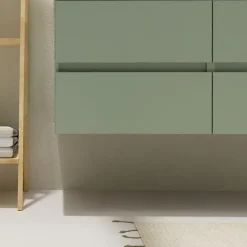 Planète Bain Meuble salle de bain 120 cm - Double vasque céramique - Vert mat - A suspendre - Karaib 2