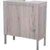 Homcom Meuble salle de bain - meuble sous-vasque - placard 2 portes avec étagère - dim. 60L x 30l x 70H cm - MDF imitation bois gris
