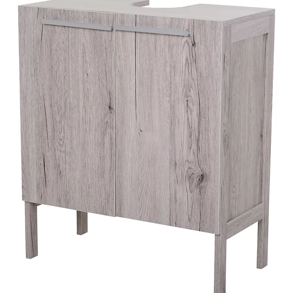 Homcom Meuble salle de bain - meuble sous-vasque - placard 2 portes avec étagère - dim. 60L x 30l x 70H cm - MDF imitation bois gris