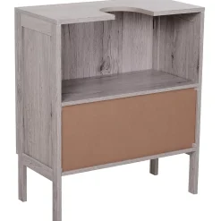 Homcom Meuble salle de bain - meuble sous-vasque - placard 2 portes avec étagère - dim. 60L x 30l x 70H cm - MDF imitation bois gris
