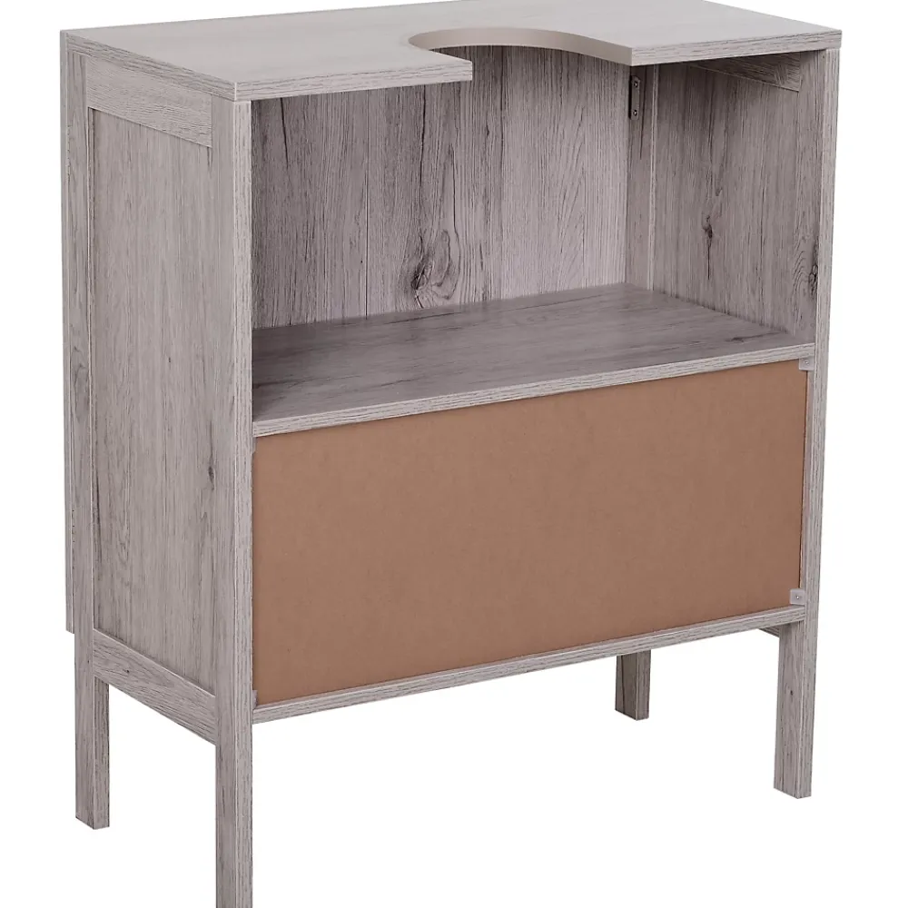 Homcom Meuble salle de bain - meuble sous-vasque - placard 2 portes avec étagère - dim. 60L x 30l x 70H cm - MDF imitation bois gris