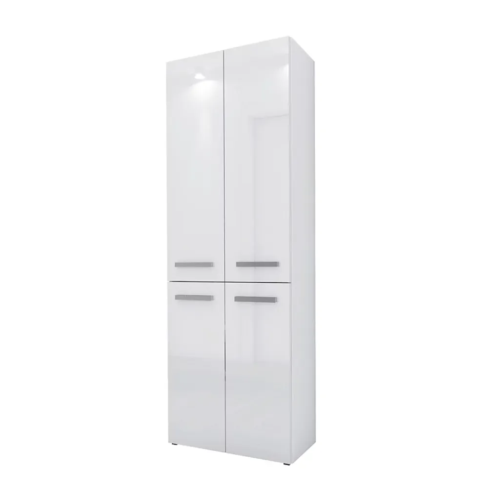 3xE Living Meuble salle de bain, 174 x 30 x 60 cm, blanc mat, blanc brillant