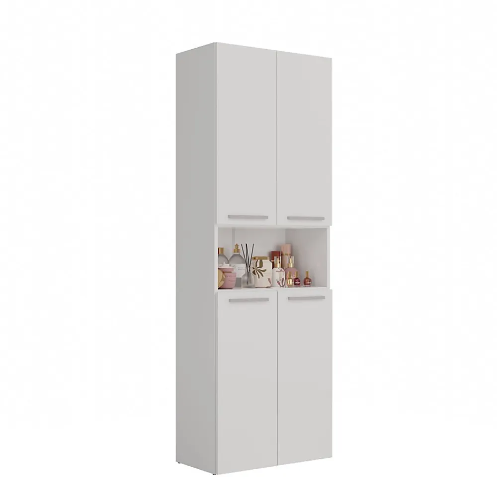 Armoire De Salle De Bains|3xE Living Meuble salle de bain, 174 x 30 x 60 cm, blanc mat