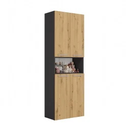 3xE Living Meuble salle de bain, 174 x 30 x 60 cm, antracite, chêne artisan