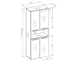 3xE Living Meuble salle de bain, 174 x 30 x 60 cm, antracite, chêne artisan