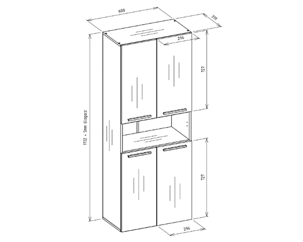 3xE Living Meuble salle de bain, 174 x 30 x 60 cm, antracite, chêne artisan