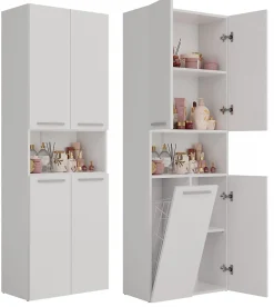 3xE Living Meuble salle de bain, 174 x 30 x 60 cm, blanc mat
