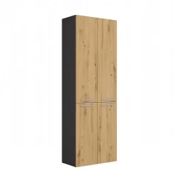 Armoire De Salle De Bains|3xE Living Meuble salle de bain, 174 x 30 x 60 cm, antracite, chêne artisan