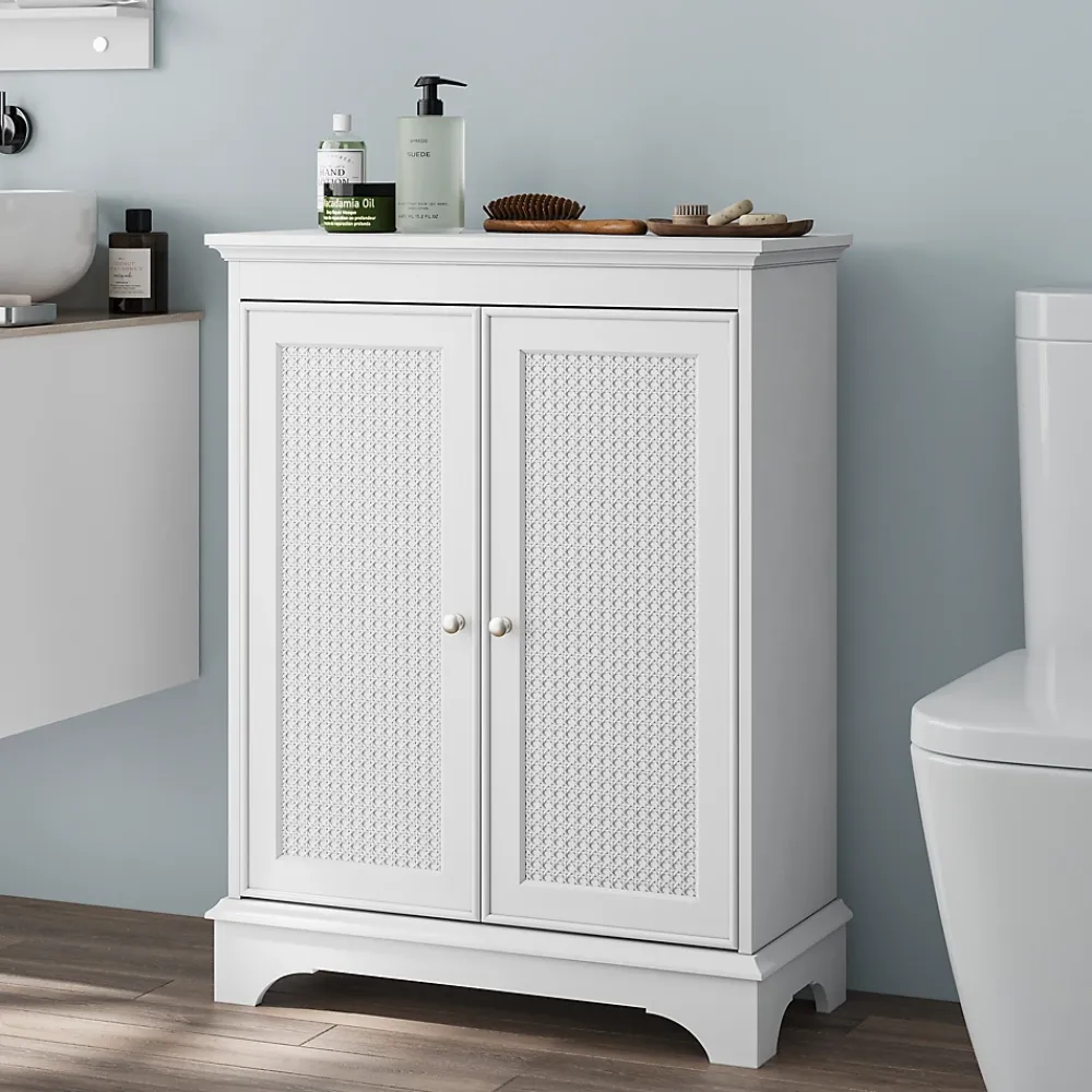 Armoire De Salle De Bains|ProximaX Meuble salle de bain blanc sur pied avec porte panier et étagère réglable, meuble indépendant pour salle de bain, salon ou cuisine