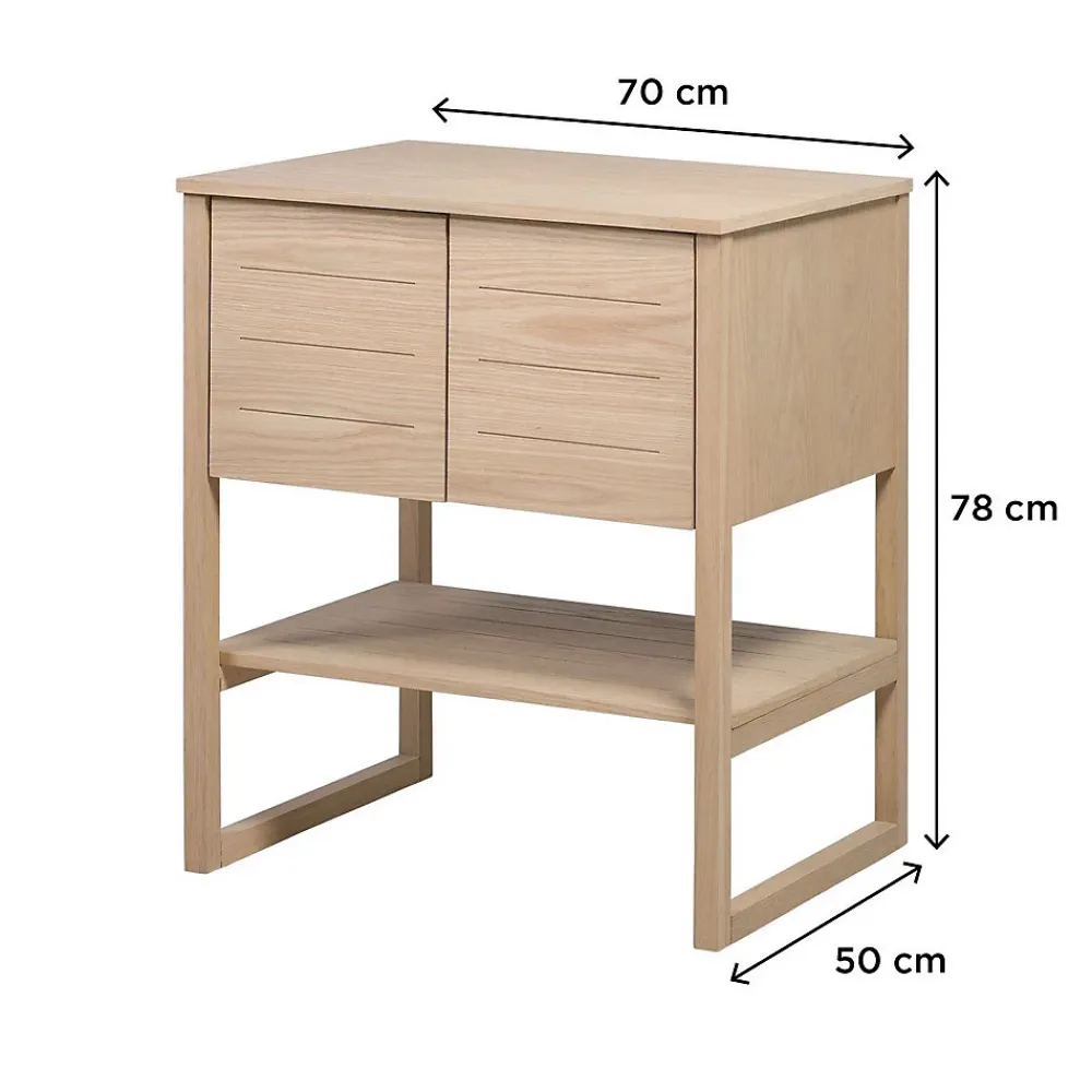 Mob-In Meuble salle de bain Chêne 70 cm ATOLL + Vasque carrée 36 cm