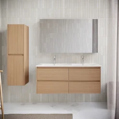 Meuble Vasque|Stano Meuble salle de bain design double vasque FORTINA largeur 120 cm chêne clair