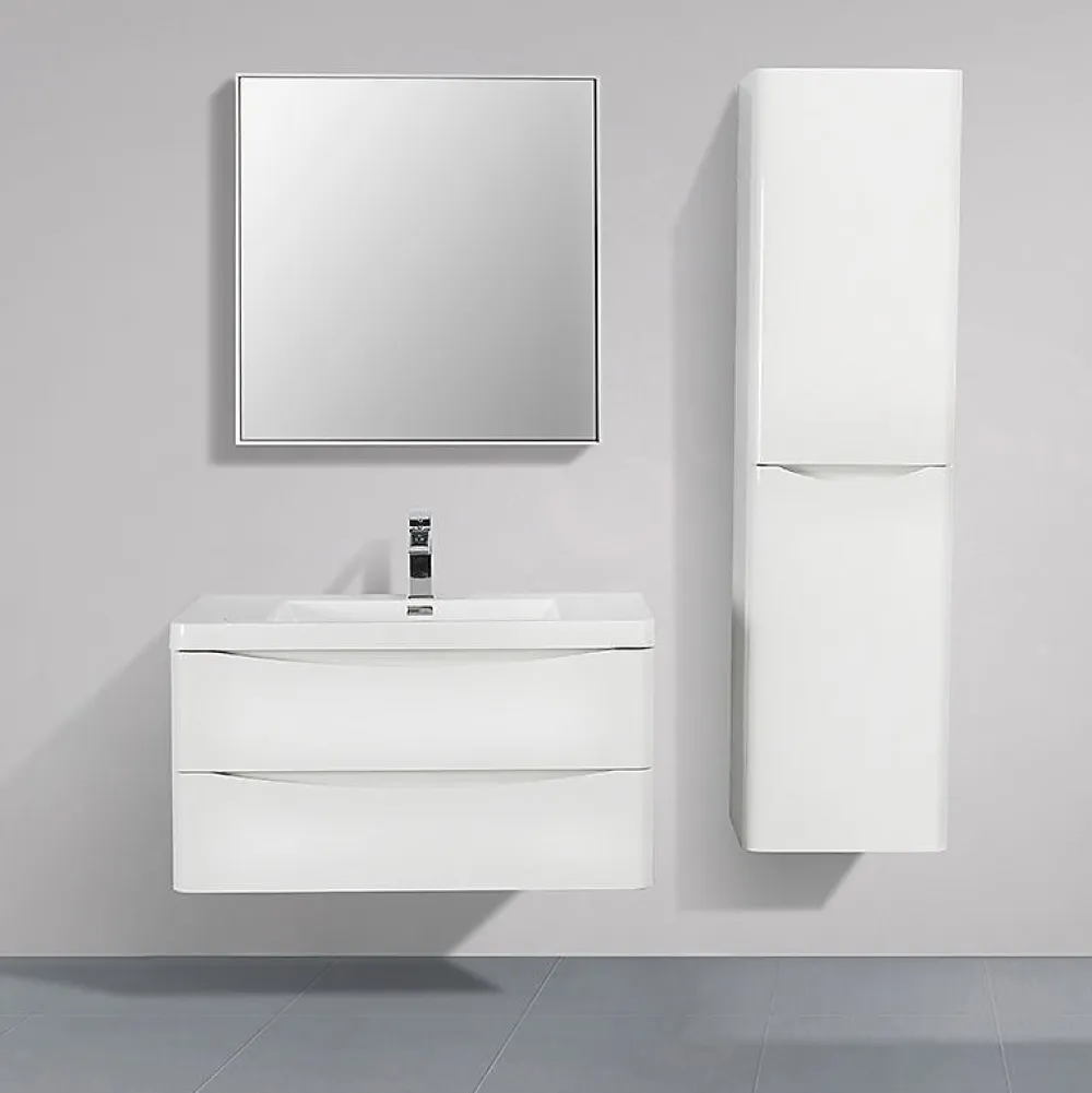 Stano Meuble salle de bain design simple vasque PIACENZA largeur 90 cm blanc laque