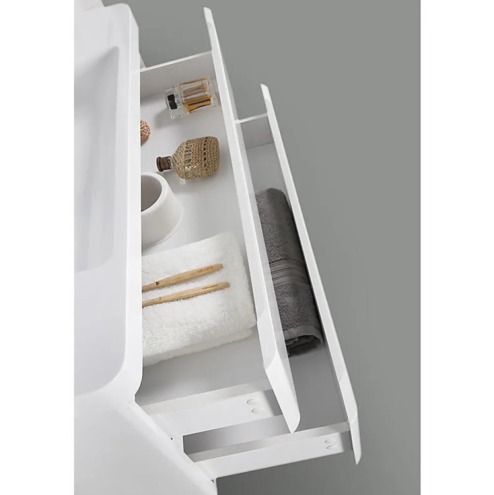Stano Meuble salle de bain design simple vasque PIACENZA largeur 90 cm blanc laque