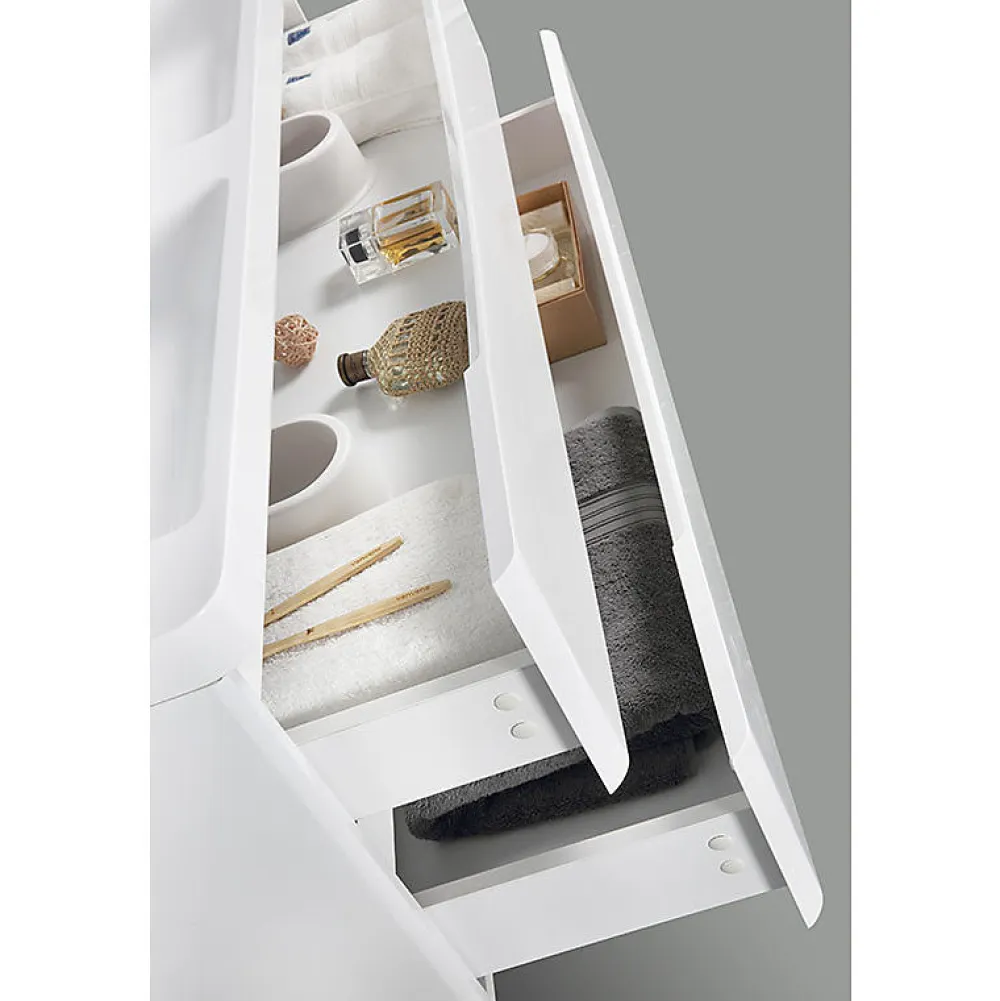 Stano Meuble salle de bain design double vasque PIACENZA largeur 120 cm blanc laque