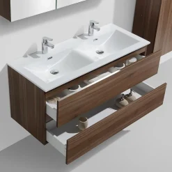 Stano Meuble salle de bain design double vasque SIENA largeur 120 cm noyer