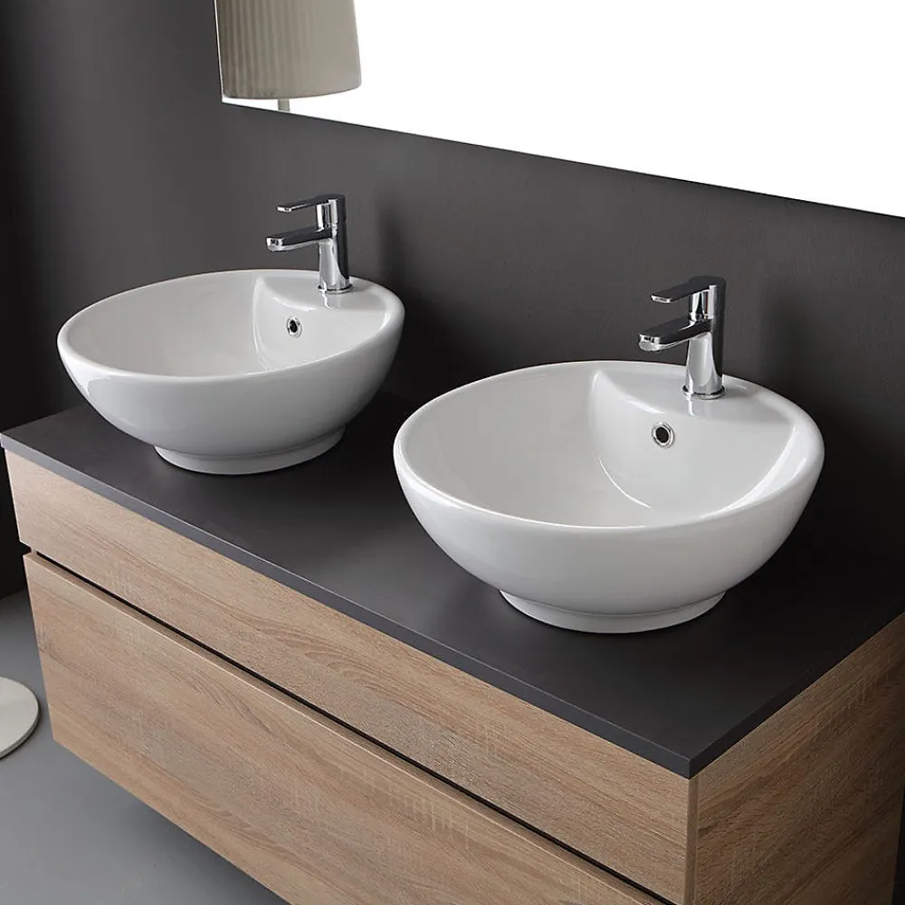 Kiamami Valentina Meuble Salle De Bain En Chêne Naturel 120Cm Avec Miroir 120X60 - Sole
