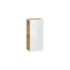 Armoire De Salle De Bains|Meublorama Meuble salle de bain ERBANO Chene clair et blanc brillant 35x75 cm 1 porte Meuble suspendu