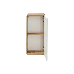 Armoire De Salle De Bains|Meublorama Meuble salle de bain ERBANO Chene clair et blanc brillant 35x75 cm 1 porte Meuble suspendu