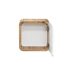Armoire De Salle De Bains|Meublorama Meuble salle de bain ERBANO Chene clair et blanc brillant 35x35 cm 1 porte Meuble suspendu