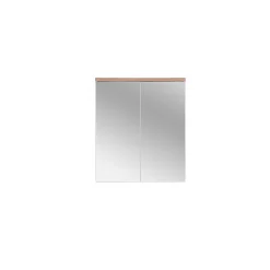 Armoire De Salle De Bains|Meublorama Meuble salle de bain ERMANO Chene clair et blanc brillant 60x70 cm 2 portes miroir Meuble suspendu