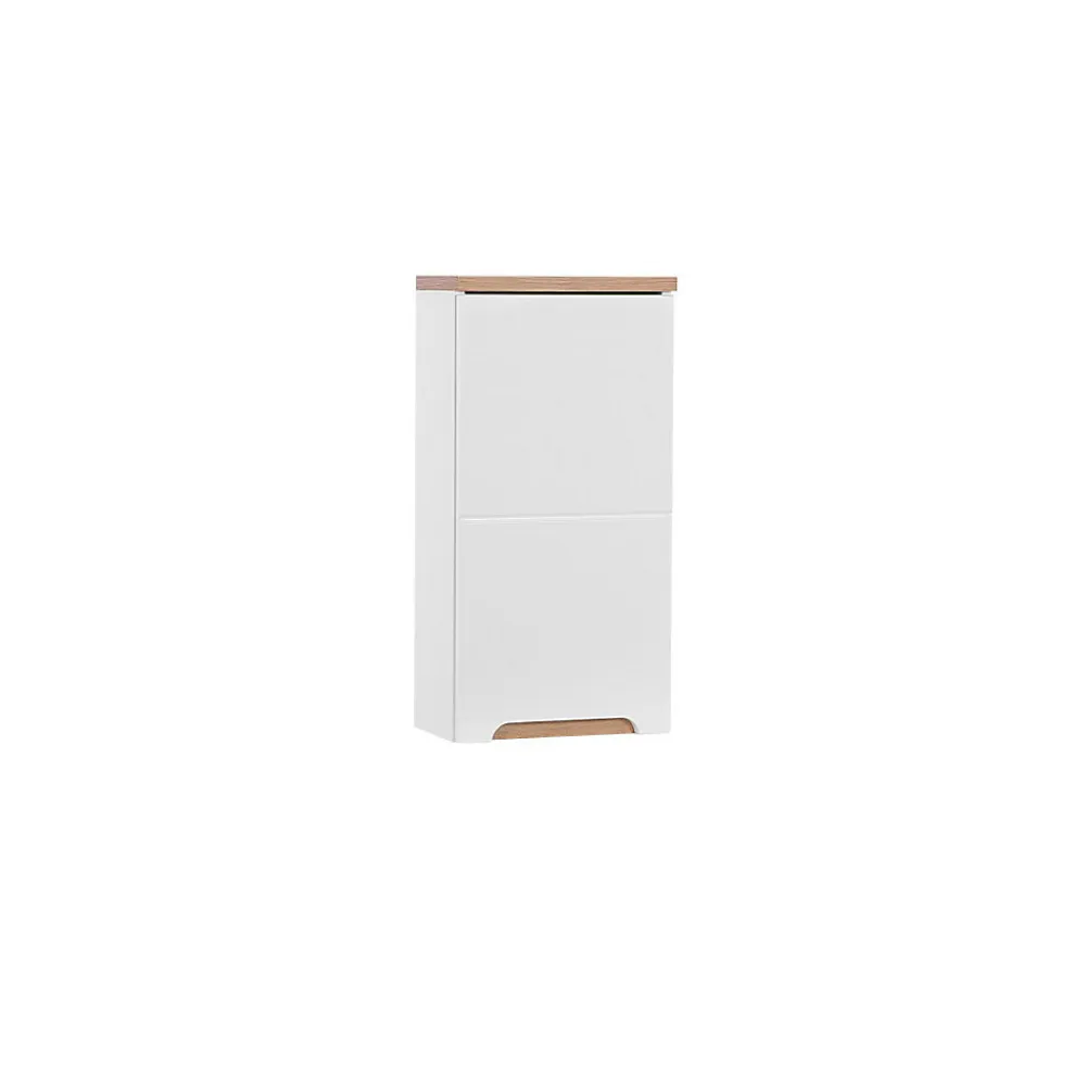 Armoire De Salle De Bains|Meublorama Meuble salle de bain ERMANO Chene clair et blanc brillant 35x70 cm 1 porte Meuble suspendu