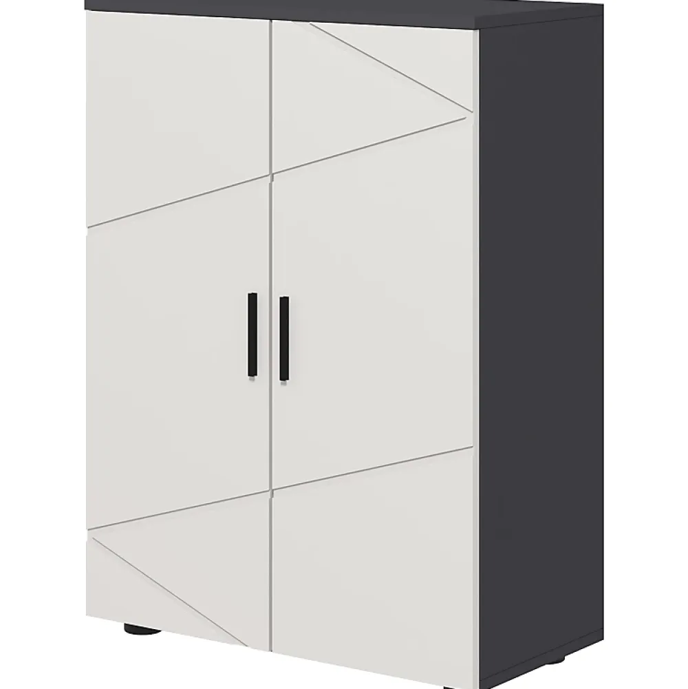 ProximaX Meuble salle de bain gris à double porte avec étagères réglables, meuble d'appoint et rangement pour salon, 60x30x82 cm