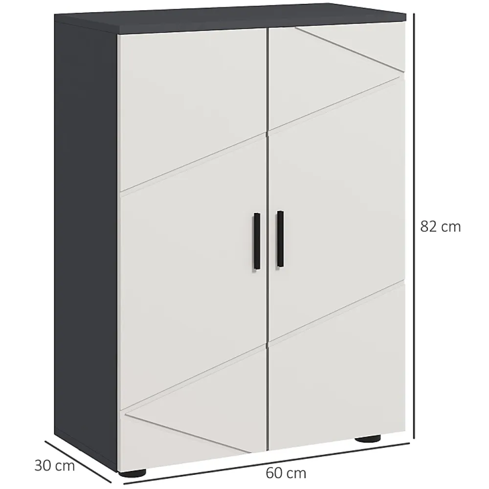 ProximaX Meuble salle de bain gris à double porte avec étagères réglables, meuble d'appoint et rangement pour salon, 60x30x82 cm