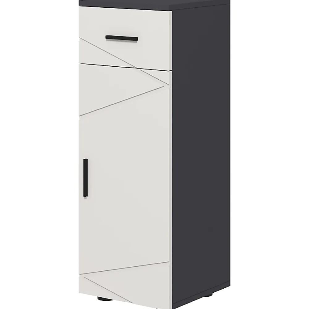 Meuble Wc|ProximaX Meuble salle de bain gris, armoire d'appoint avec tiroir et étagères réglables, meuble de rangement, idéal salle de bain ou salon