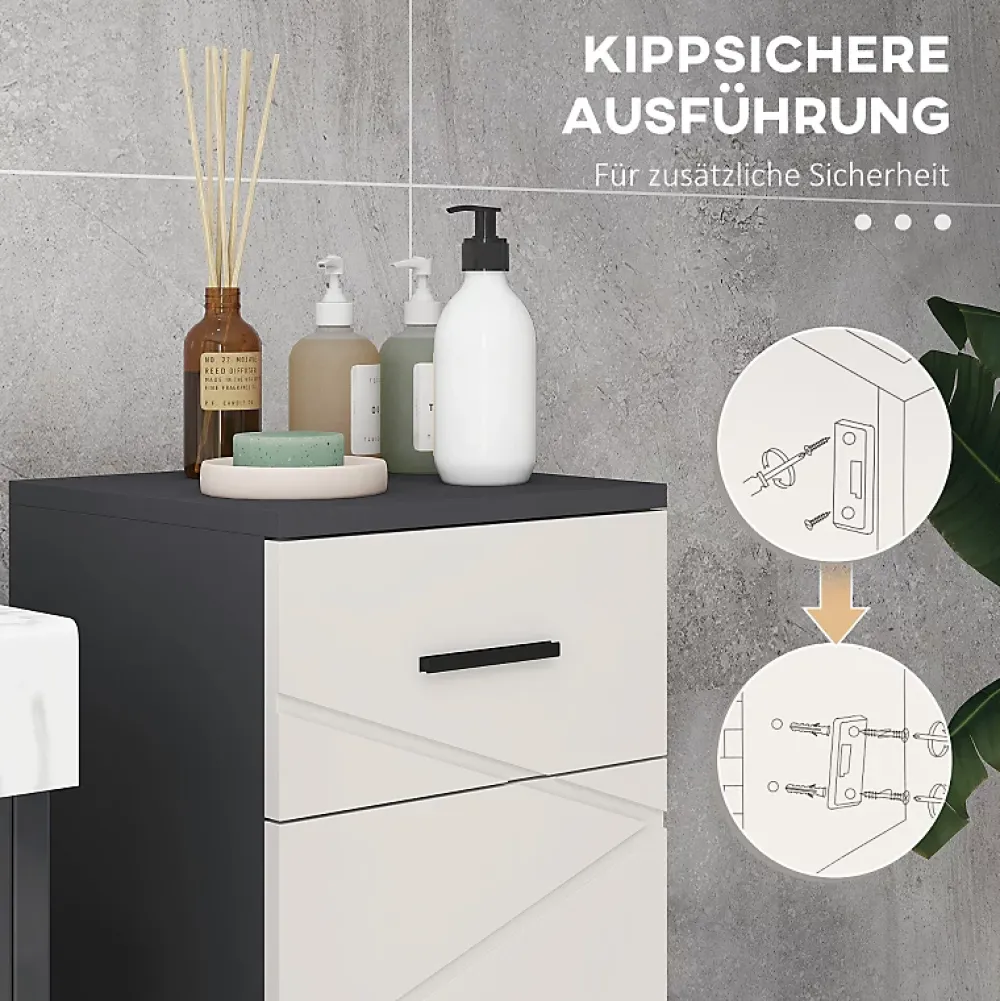 Meuble Wc|ProximaX Meuble salle de bain gris, armoire d'appoint avec tiroir et étagères réglables, meuble de rangement, idéal salle de bain ou salon