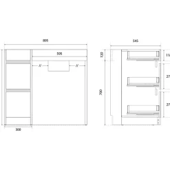 Ensemble Meuble De Salle De Bains|Cuisibane Meuble salle de bain PMR ANDY PLUS 90 cm bois et blanc + miroir Motory