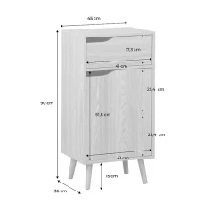 Sweeek Meuble salle de bain vintage décor bois frêne 1 tiroir 1 porte - Nepal