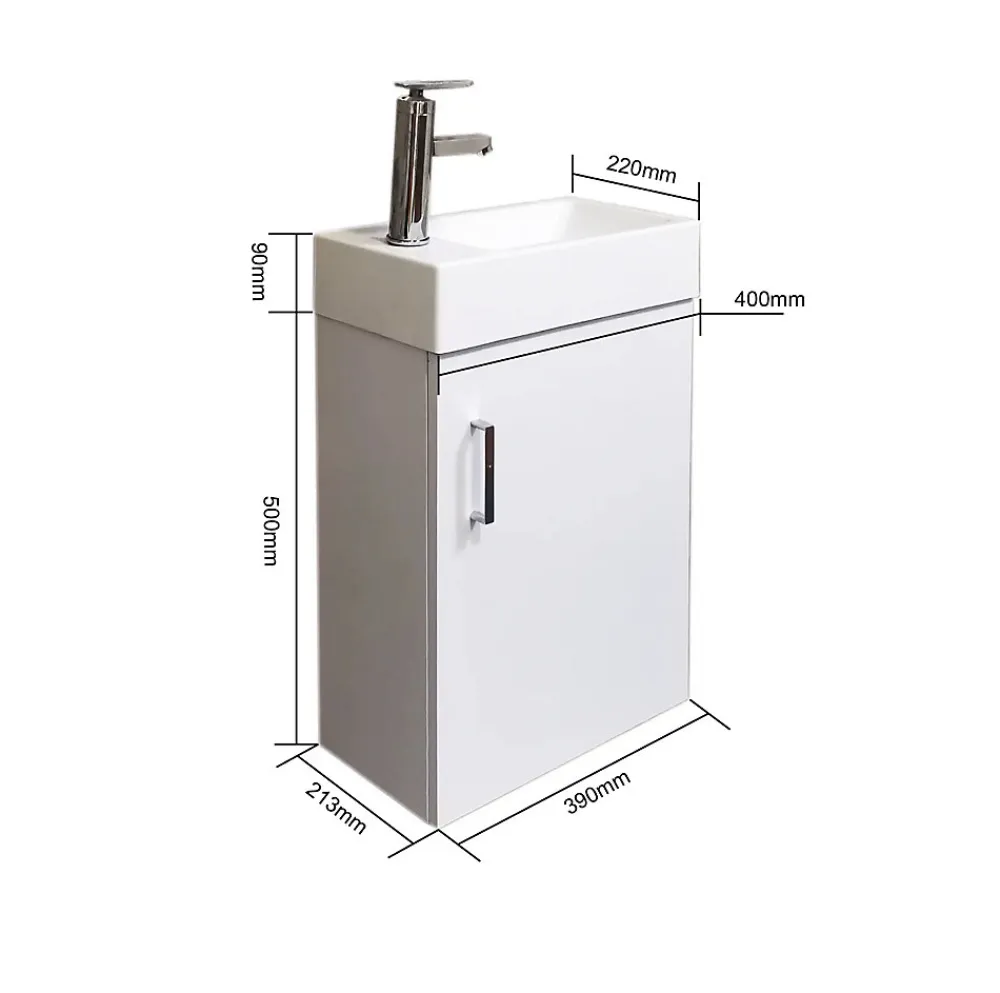 Top Bath Meuble Salle de Bains avec vasque/lavabo lave mains à suspendre Mini 40 Blanc