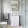Top Bath Meuble Salle de Bains avec vasque/lavabo LOOK 60 Blanc à poser avec plan céramique.