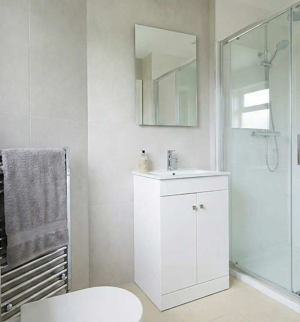 Top Bath Meuble Salle de Bains avec vasque/lavabo LOOK 60 Blanc à poser avec plan céramique.