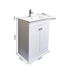 Top Bath Meuble Salle de Bains avec vasque/lavabo LOOK 60 Blanc à poser avec plan céramique.