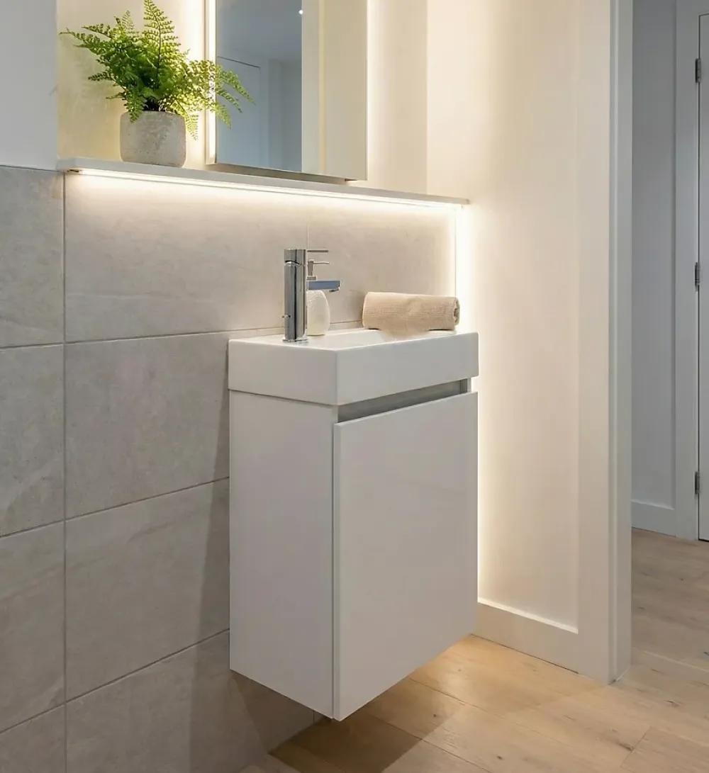 Lave-Mains|Top Bath Meuble Salle de Bains avec vasque/lavabo lave mains à suspendre Bahamas 40 Blanc