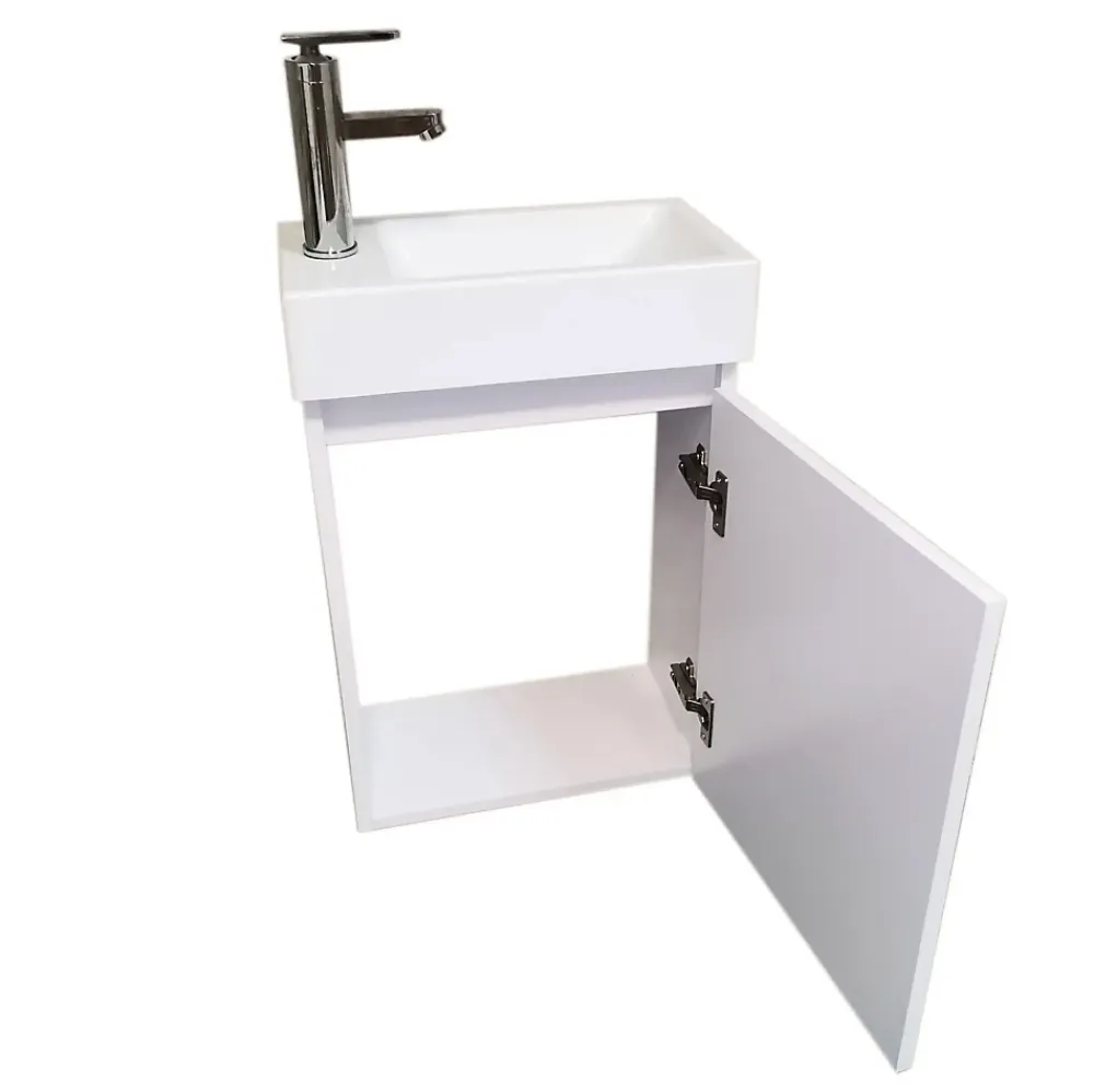 Lave-Mains|Top Bath Meuble Salle de Bains avec vasque/lavabo lave mains à suspendre Bahamas 40 Blanc