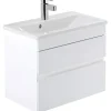 Sanindusa Meuble salle de bains suspendu 60x36 Look slow close blanc (vasque Look en option non inclus)