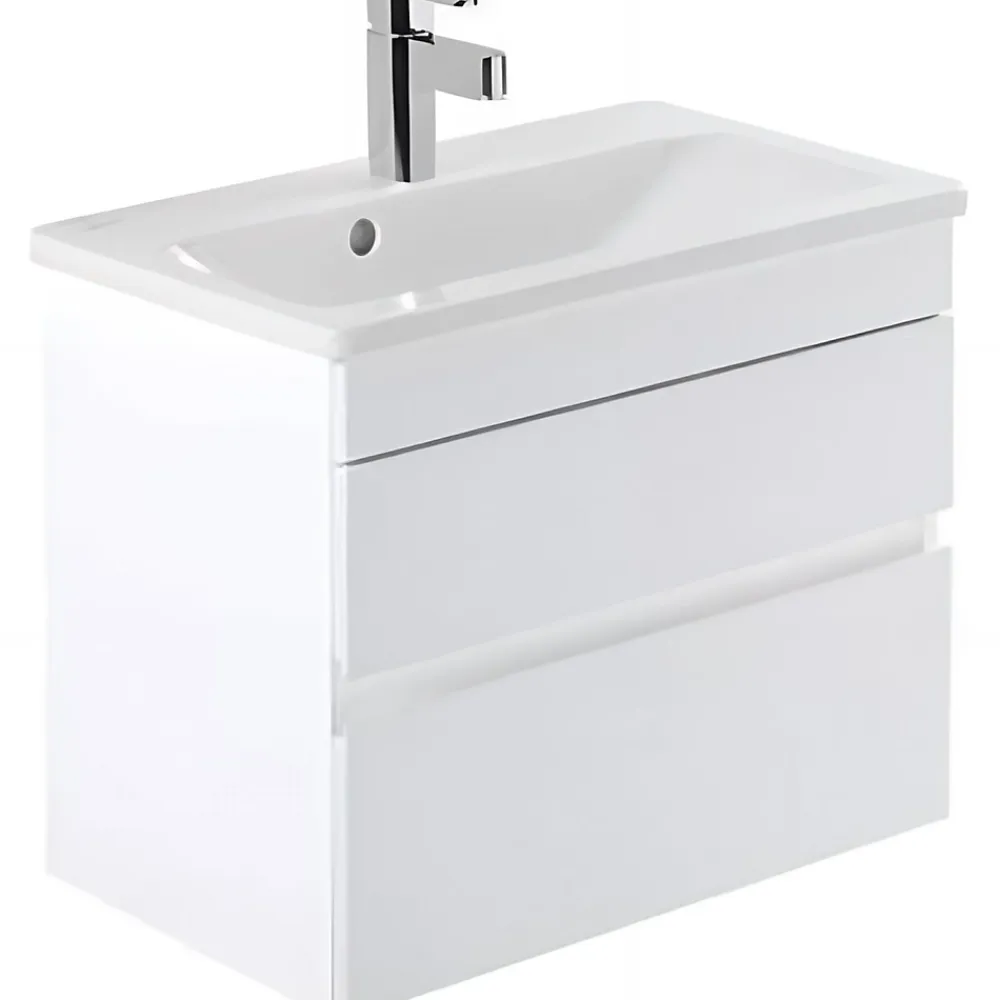 Sanindusa Meuble salle de bains suspendu 60x36 Look slow close blanc (vasque Look en option non inclus)