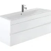 Sanindusa Meuble salle de bains suspendu 100x36 Look slow close blanc (vasque Look en option non inclus)