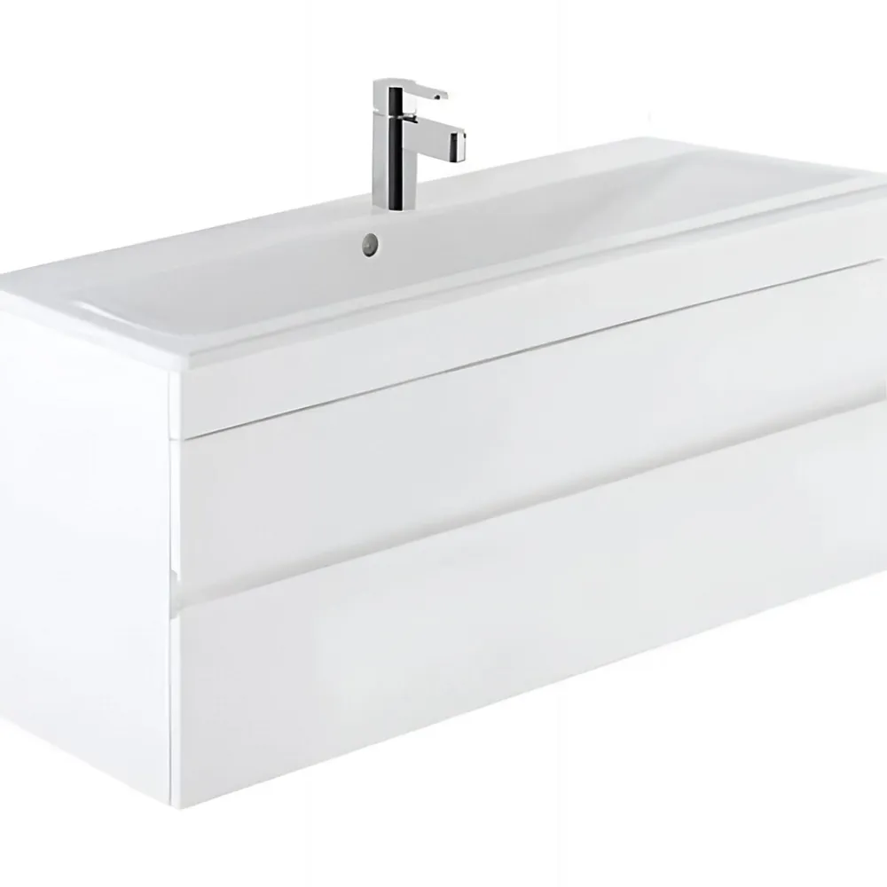 Sanindusa Meuble salle de bains suspendu 100x36 Look slow close blanc (vasque Look en option non inclus)