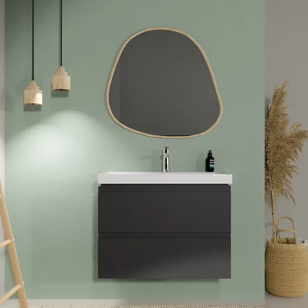 Meuble Vasque|Planète Bain Meuble salle de bain-80x37.5cm-Gain de place -Gris anthracite Mat-Moduo Slim