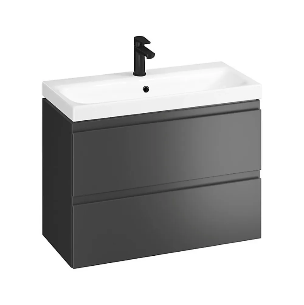 Meuble Vasque|Planète Bain Meuble salle de bain-80x37.5cm-Gain de place -Gris anthracite Mat-Moduo Slim