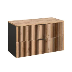 Petits-Meubles Meuble simple vasque 100cm Gaia Bois et Noir - Vasque Noir