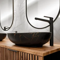 Petits-Meubles Meuble simple vasque 100cm Gaia Bois et Noir - Vasque Noir