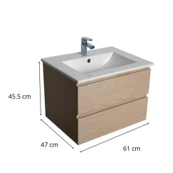 Mob-In Meuble simple vasque 60cm SORRENTO + vasque