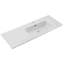 Petits-Meubles Meuble simple vasque encastree droite 120cm 2 tiroirs Elora Beige et bois