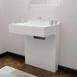 Cuisibane Meuble simple vasque PMR EPURE 70 cm - Blanc brillant